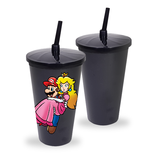 Copo Tornado com tampa e canudo | 540ml | Preto