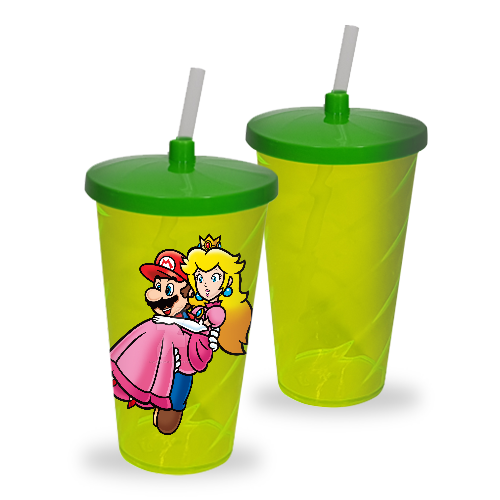 Copo Tornado com tampa e canudo | 540ml | Verde Neon