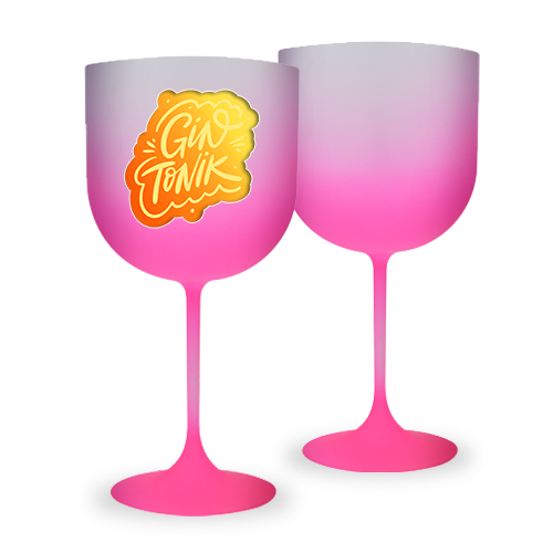 Taça de Gin Degradê | 650ml | Degradê Rosa | Borda Rosê