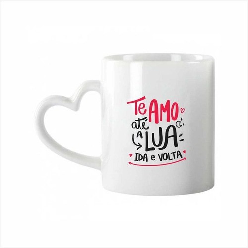 Caneca de Cerâmica | Alça de Coração | 325ml Branca
