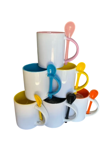 Caneca de Cerâmica | 325ml - Colher - Cores