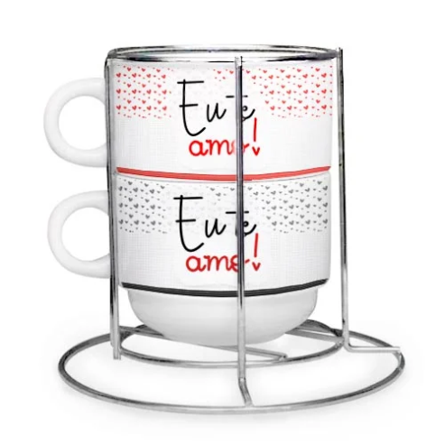 Kit Torre 2 Xícaras de 150ml - Suporte Prata