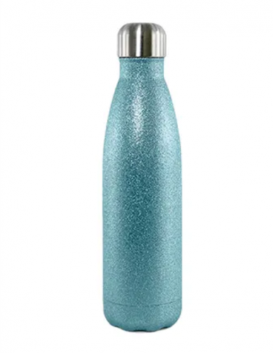 Garrafa Térmica para Sublimação em Aço Inox Glitter verde com Parede Dupla - 500ml