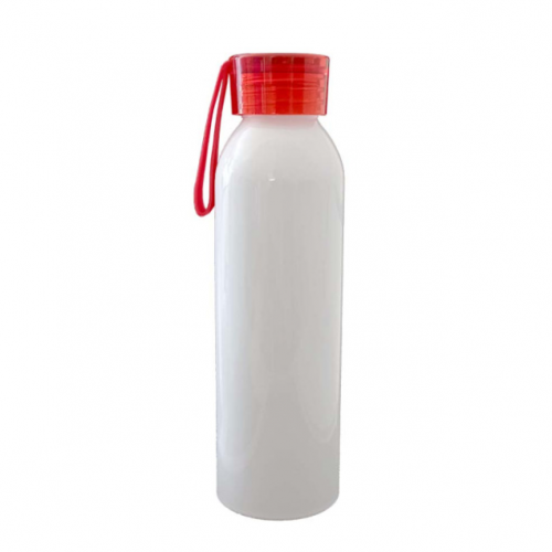 Garrafa Aluminio Branca C/ Tampa Vermelho Sports 650ml P/ Sublimaçao